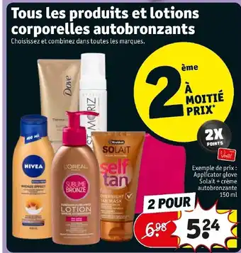 Tous les produits et lotions corporelles autobronzants