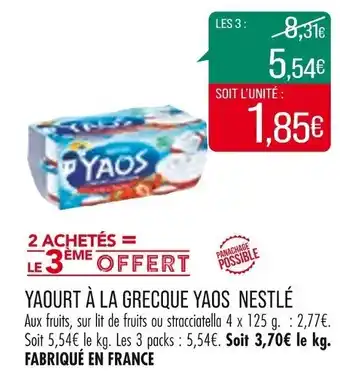Match Yaourt â la grecque yaos NESTLÉ offre