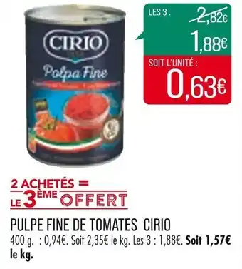 Match Pulpe fine de tomates CIRIO offre