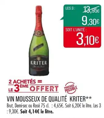 Match Vin mousseux de qualité KRITER offre