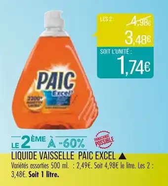 Match Liquide vaisselle PAIC EXCEL offre