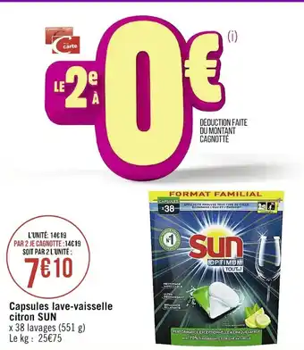 Capsules lave-vaisselle citron SUN