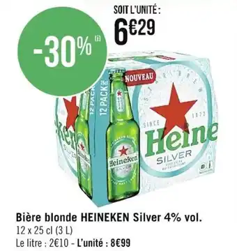 Casino Supermarchés Bière blonde HEINEKEN silver 4% vol. offre