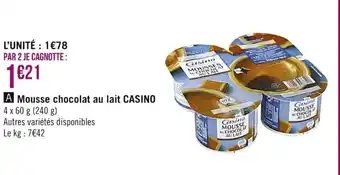 Casino Supermarchés Mousse chocolat au lait CASINO offre