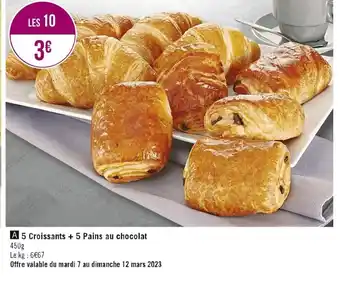 Casino Supermarchés 5 croissants + 5 pains au chocolat offre