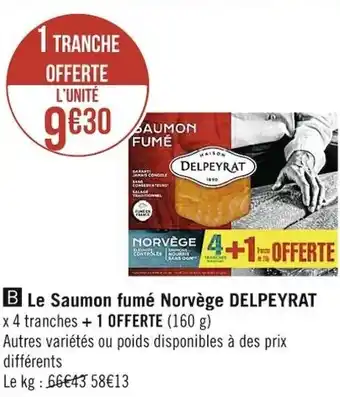 Casino Supermarchés Le saumon fumé norvège DELPEYRAT offre