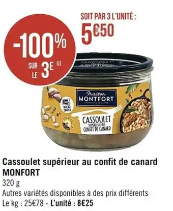 Casino Supermarchés Cassoulet supérieur au confit de canard MONTFORT offre