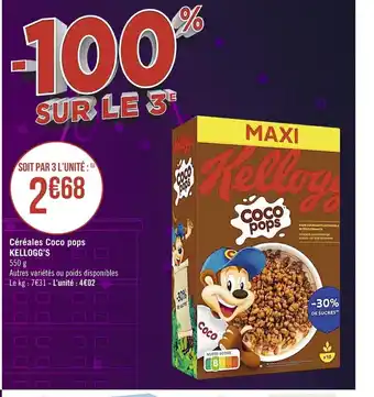Casino Supermarchés Cereales Coco Pops Kellogg's offre