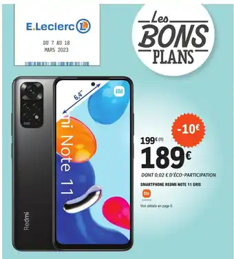 E.Leclerc Smartphone Redmi Note 11 Gris offre