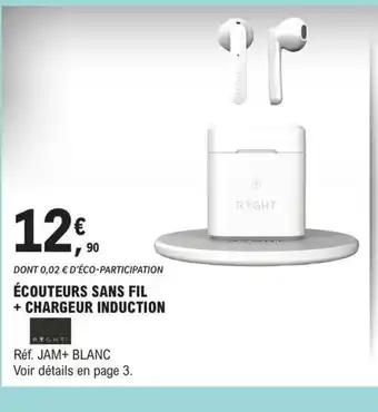 E.Leclerc Ecouteurs Sans fil +Chargeur Induction offre