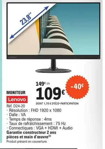E.Leclerc Lenovo Moniteur offre