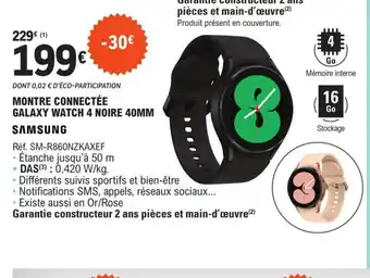 E.Leclerc Samsung Montre Connectée Galaxy Watch 4 Noire 40mm offre