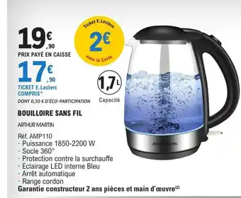 E.Leclerc Bouilloire Sans Fil offre