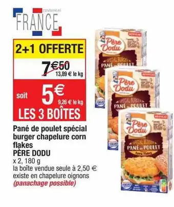 Cora x Carrefour Pané de poulet spécial burger chapelure corn flakes père dodu offre