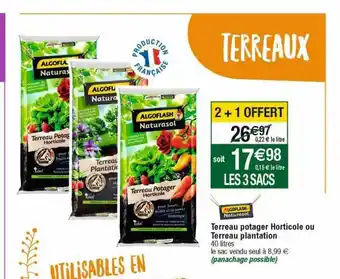 Cora x Carrefour Terreau potager horticole ou terreau plantation algoflash offre
