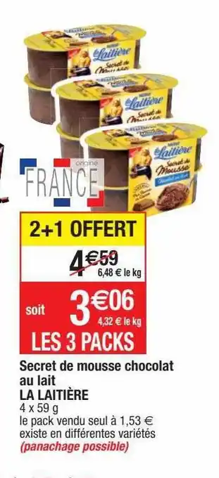 Cora x Carrefour Secret de mousse chocolat au lait la laitière offre