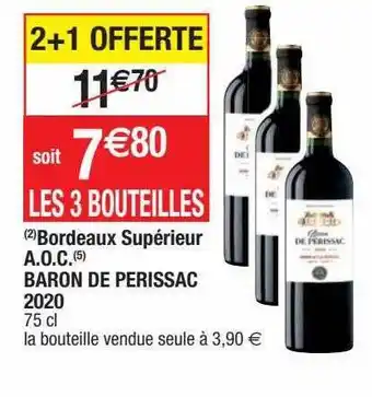 Cora x Carrefour Bordeaux supérieur a.o.c. baron de perissac 2020 offre