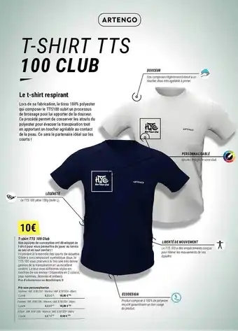 Decathlon T-shirt tts 100 club offre
