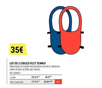 Decathlon Lot de 2 cibles filet tennis offre