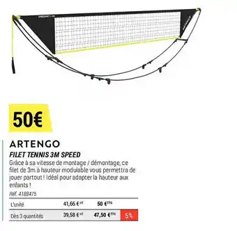 Decathlon Filet tennis 3m speed artengo offre