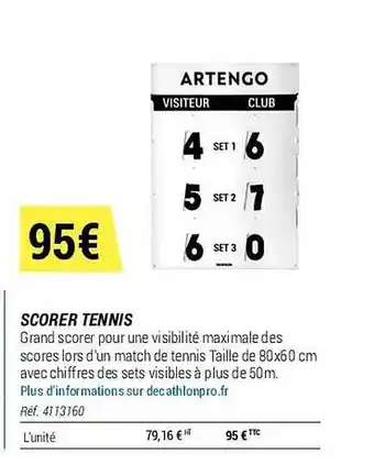Decathlon Scorer tennis offre