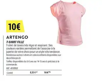 Decathlon T-shirt fille artengo offre