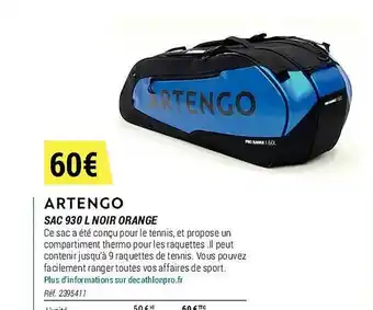 Decathlon Sac 930l noir orange artengo offre