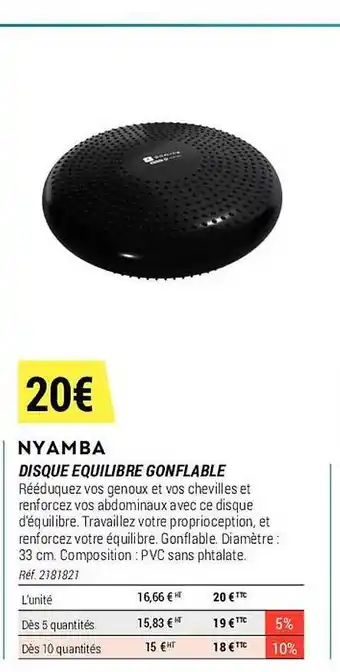 Decathlon Disque équilibre gonflable nyamba offre