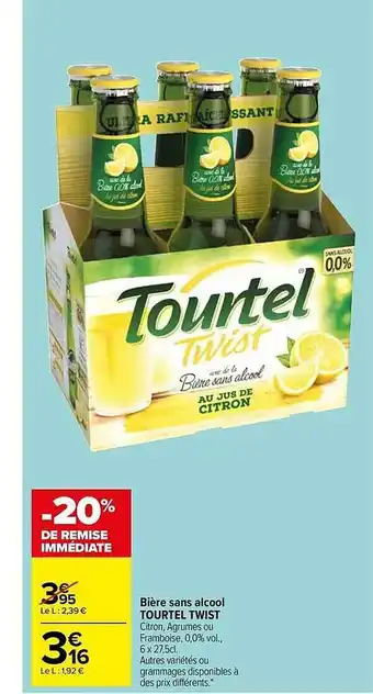 Carrefour Bière sans alcool tourtel twist offre