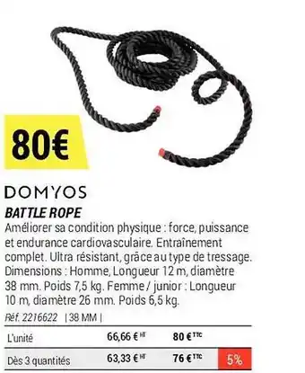 Decathlon Battle rope domyos offre