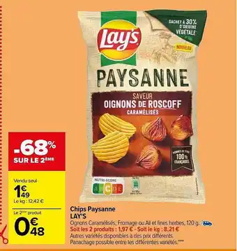 Carrefour Chips paysanne lay's offre