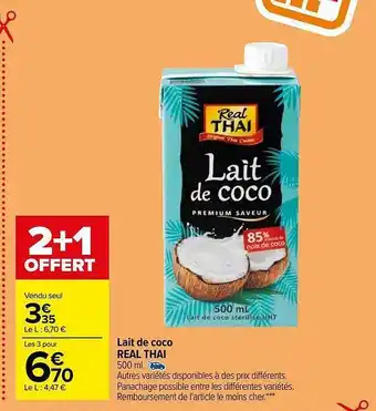 Carrefour Lait de coco real thaï offre