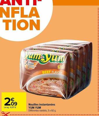 Carrefour Nouilles instantanées yum yum offre
