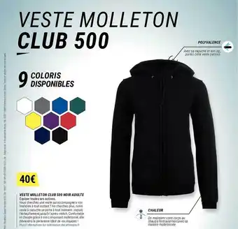 Decathlon Veste molleton club 500 noir adulte offre