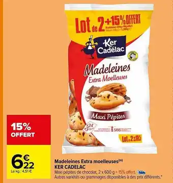 Carrefour Madeleines extra moelleuses ker cadélac offre