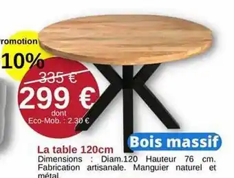 KREABEL La table 120 cm offre