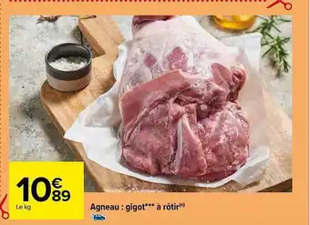 Carrefour Agneau : gigot***à rôtir offre