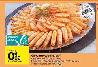 Carrefour Crevette rose cuite asc offre