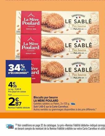 Carrefour Biscuits pur beurre la mère poulard offre