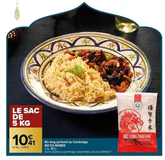 Carrefour Riz long parfumé du cambodge riz du monde offre