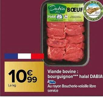 Carrefour Viande bovine : bourguignon***halal dabia offre