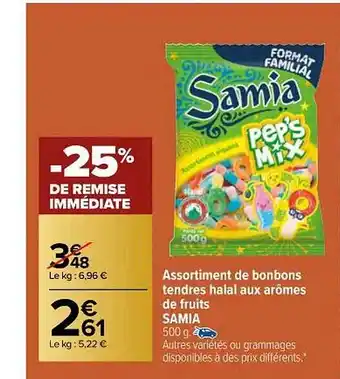 Assortiment de bonbons tendres halal aux arômes de fruits samia