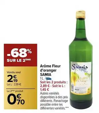 Carrefour Arôme fleur d'oranger samia offre