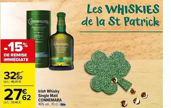 Carrefour Market Irish whisky single malt connemara offre