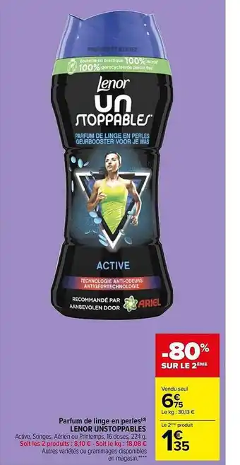 Carrefour Market Parfum de linge en perles lenor unstoppables offre