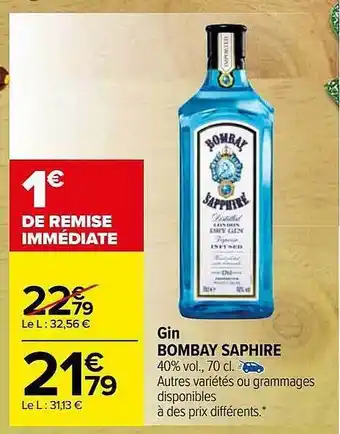 Carrefour Market Gin bombay saphire offre
