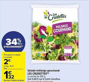 Carrefour Market Salade mélange gourmand les crudettes offre
