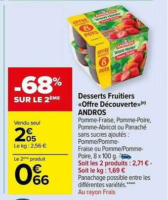 Carrefour Market Desserts fruitiers «offre découverte» andros offre