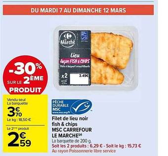 Carrefour Market Filet de lieu noir fish & chips msc carrefour le marché offre