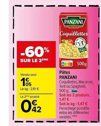Carrefour Market Pâtes panzani offre
